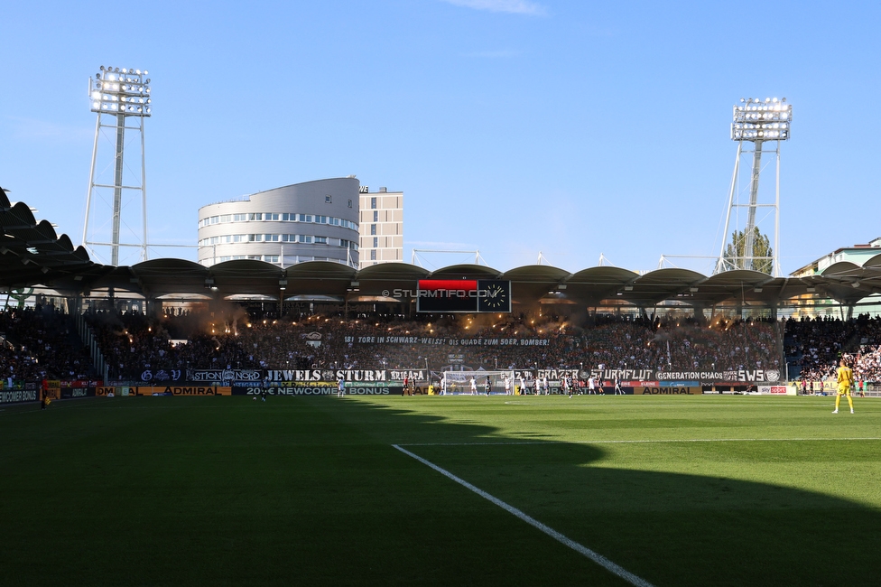 Sturm Graz - Wolfsberg
Oesterreichische Fussball Bundesliga, 7. Runde, SK Sturm Graz - Wolfsberger AC, Stadion Liebenau Graz, 22.09.2024. 

Foto zeigt Fans von Sturm mit einer Choreografie fuer Mario Haas (ehem. Spieler Sturm)
Schlüsselwörter: pyrotechnik