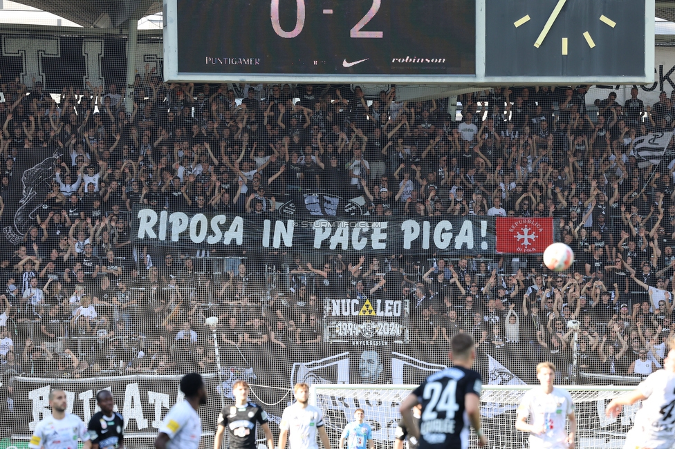 Sturm Graz - Wolfsberg
Oesterreichische Fussball Bundesliga, 7. Runde, SK Sturm Graz - Wolfsberger AC, Stadion Liebenau Graz, 22.09.2024. 

Foto zeigt Fans von Sturm mit einem Spruchband
Schlüsselwörter: brigata pisa