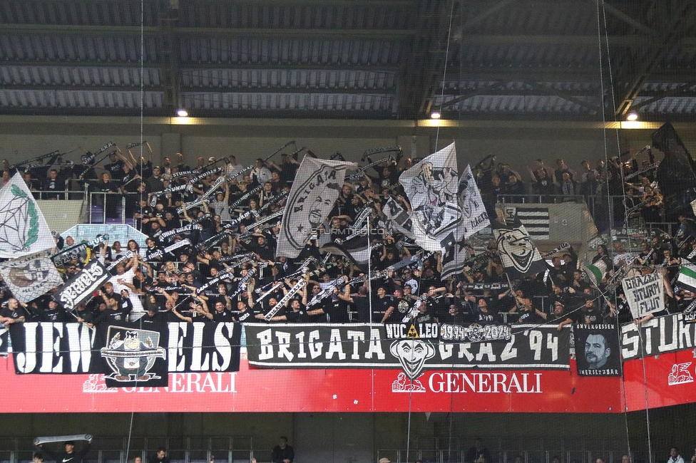 Austria Wien - Sturm Graz
Oesterreichische Fussball Bundesliga, 7. Runde, FK Austria Wien - SK Sturm Graz, Generali Arena Wien, 25.09.2024. 

Foto zeigt Fans von Sturm
