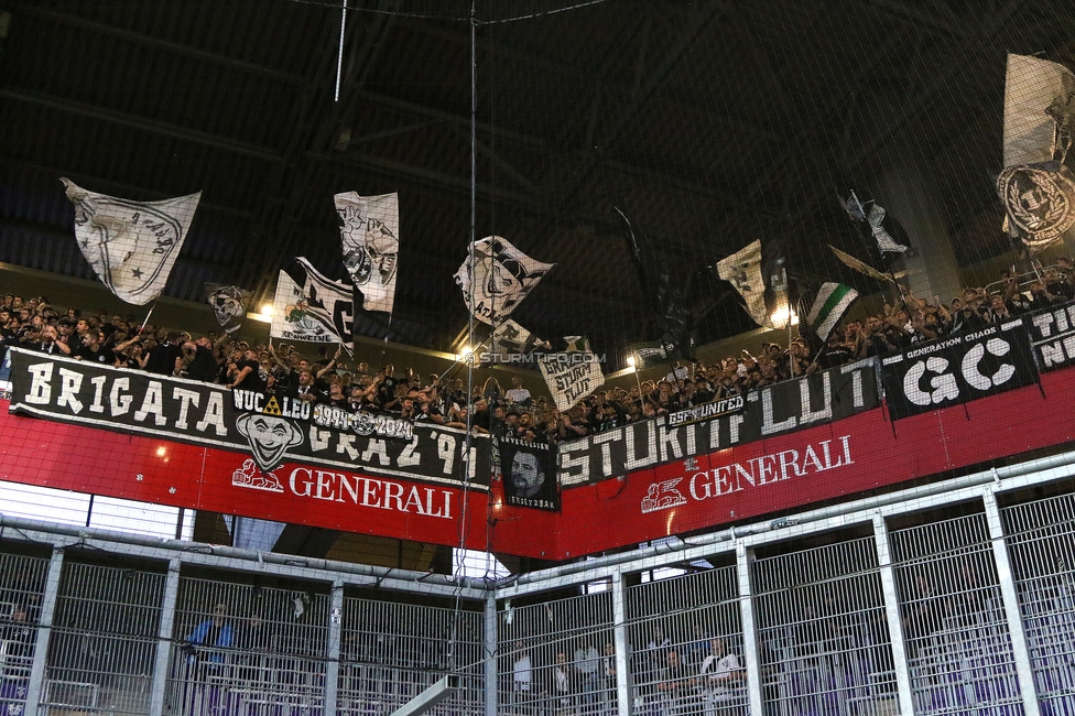 Austria Wien - Sturm Graz
Oesterreichische Fussball Bundesliga, 7. Runde, FK Austria Wien - SK Sturm Graz, Generali Arena Wien, 25.09.2024. 

Foto zeigt Fans von Sturm
