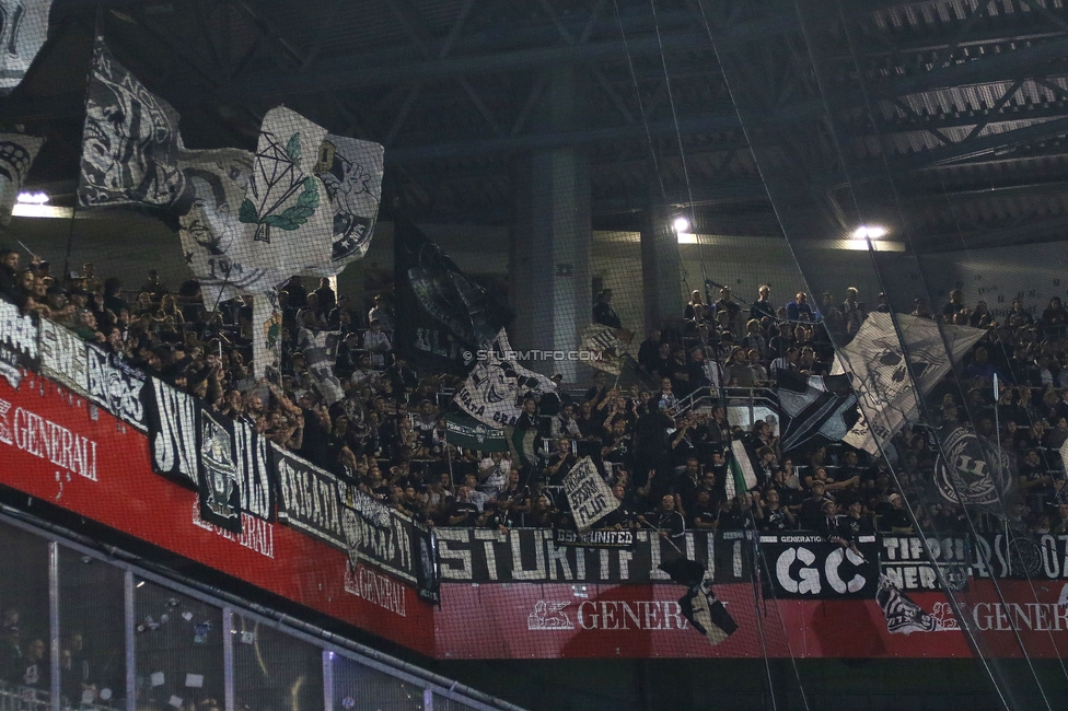 Austria Wien - Sturm Graz
Oesterreichische Fussball Bundesliga, 7. Runde, FK Austria Wien - SK Sturm Graz, Generali Arena Wien, 25.09.2024. 

Foto zeigt Fans von Sturm
