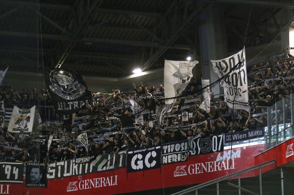 Austria Wien - Sturm Graz
Oesterreichische Fussball Bundesliga, 7. Runde, FK Austria Wien - SK Sturm Graz, Generali Arena Wien, 25.09.2024. 

Foto zeigt Fans von Sturm
