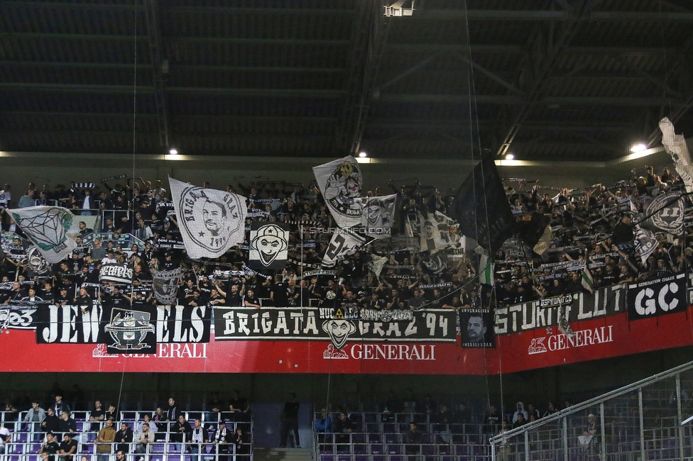 Austria Wien - Sturm Graz
Oesterreichische Fussball Bundesliga, 7. Runde, FK Austria Wien - SK Sturm Graz, Generali Arena Wien, 25.09.2024. 

Foto zeigt Fans von Sturm
