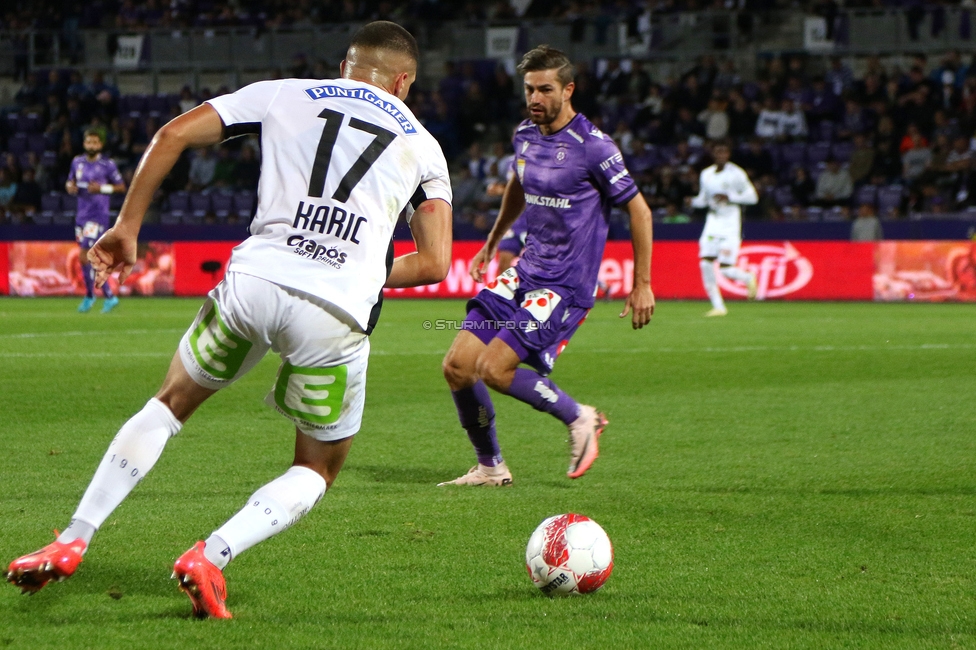 Austria Wien - Sturm Graz
Oesterreichische Fussball Bundesliga, 7. Runde, FK Austria Wien - SK Sturm Graz, Generali Arena Wien, 25.09.2024. 

Foto zeigt Emir Karic (Sturm)
