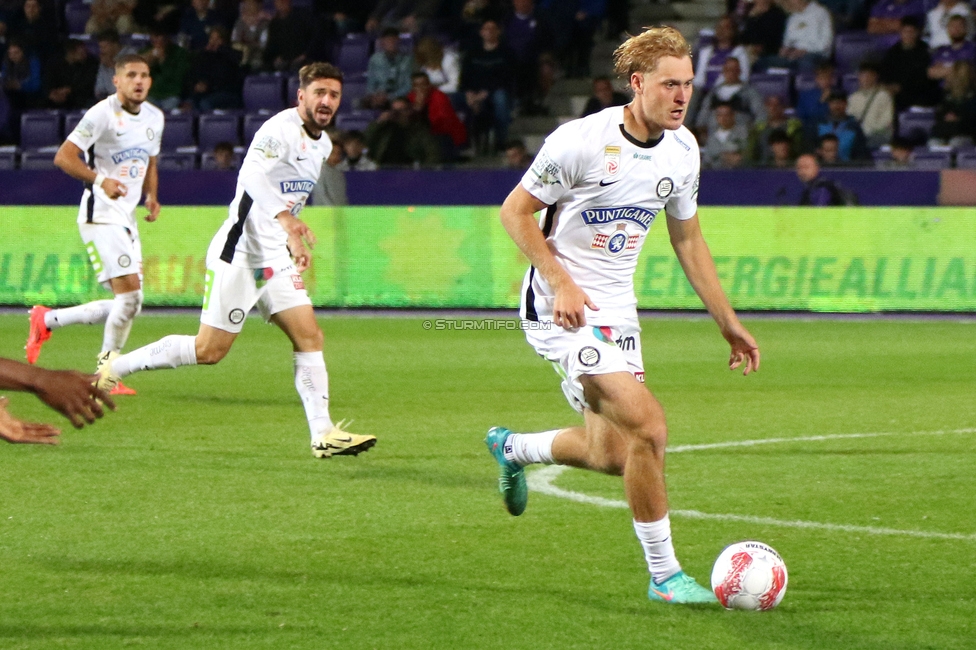 Austria Wien - Sturm Graz
Oesterreichische Fussball Bundesliga, 7. Runde, FK Austria Wien - SK Sturm Graz, Generali Arena Wien, 25.09.2024. 

Foto zeigt Niklas Geyrhofer (Sturm)
