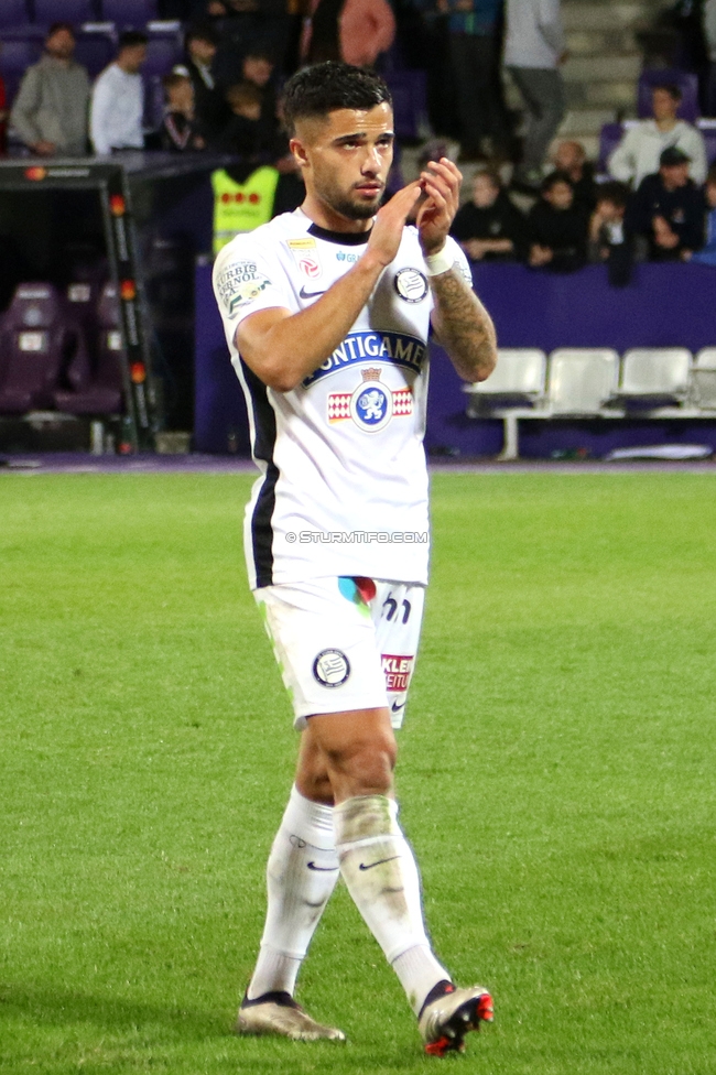 Austria Wien - Sturm Graz
Oesterreichische Fussball Bundesliga, 7. Runde, FK Austria Wien - SK Sturm Graz, Generali Arena Wien, 25.09.2024. 

Foto zeigt Jusuf Gazibegovic (Sturm)
