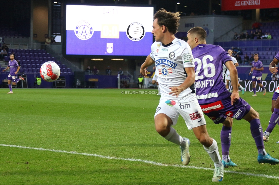 Austria Wien - Sturm Graz
Oesterreichische Fussball Bundesliga, 7. Runde, FK Austria Wien - SK Sturm Graz, Generali Arena Wien, 25.09.2024. 

Foto zeigt William Boeving (Sturm)
