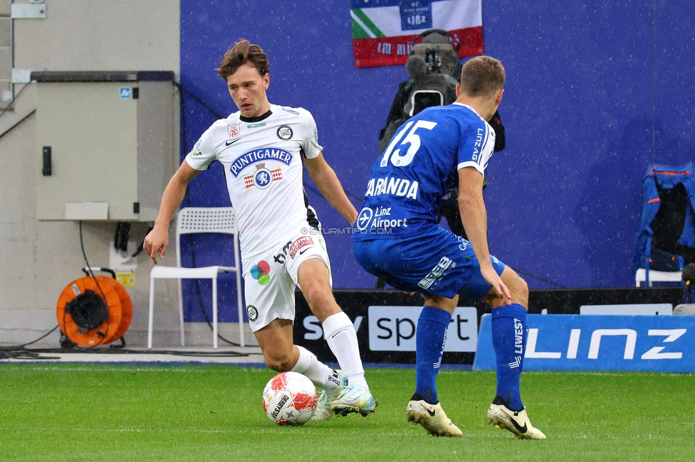 Blau-Weiss Linz - Sturm Graz
Oesterreichische Fussball Bundesliga, 8. Runde, FC Blau-Weiss Linz - SK Sturm Graz, Donauparkstadion Linz, 28.09.2024. 

Foto zeigt William Boeving (Sturm)
