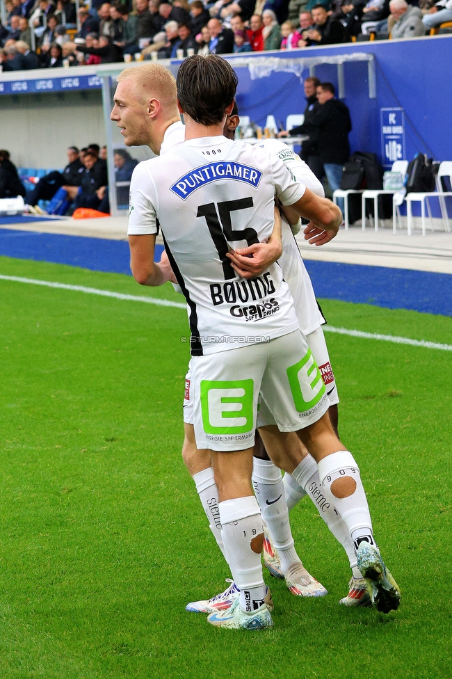 Blau-Weiss Linz - Sturm Graz
Oesterreichische Fussball Bundesliga, 8. Runde, FC Blau-Weiss Linz - SK Sturm Graz, Donauparkstadion Linz, 28.09.2024. 

Foto zeigt Mika Biereth (Sturm) und William Boeving (Sturm)
Schlüsselwörter: torjubel