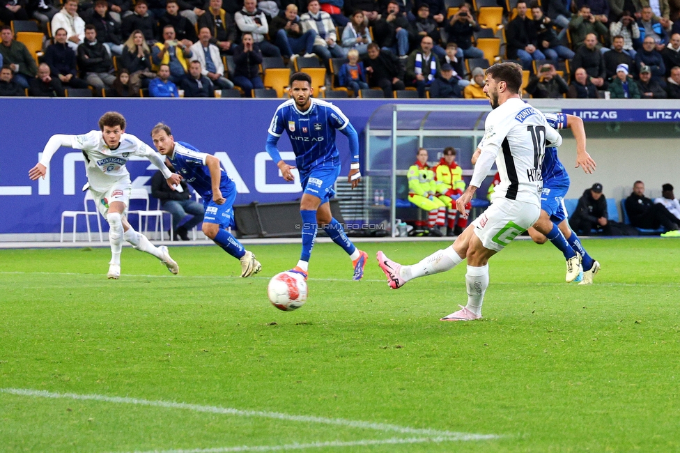 Blau-Weiss Linz - Sturm Graz
Oesterreichische Fussball Bundesliga, 8. Runde, FC Blau-Weiss Linz - SK Sturm Graz, Donauparkstadion Linz, 28.09.2024. 

Foto zeigt Otar Kiteishvili (Sturm)
Schlüsselwörter: elfmeter torjubel