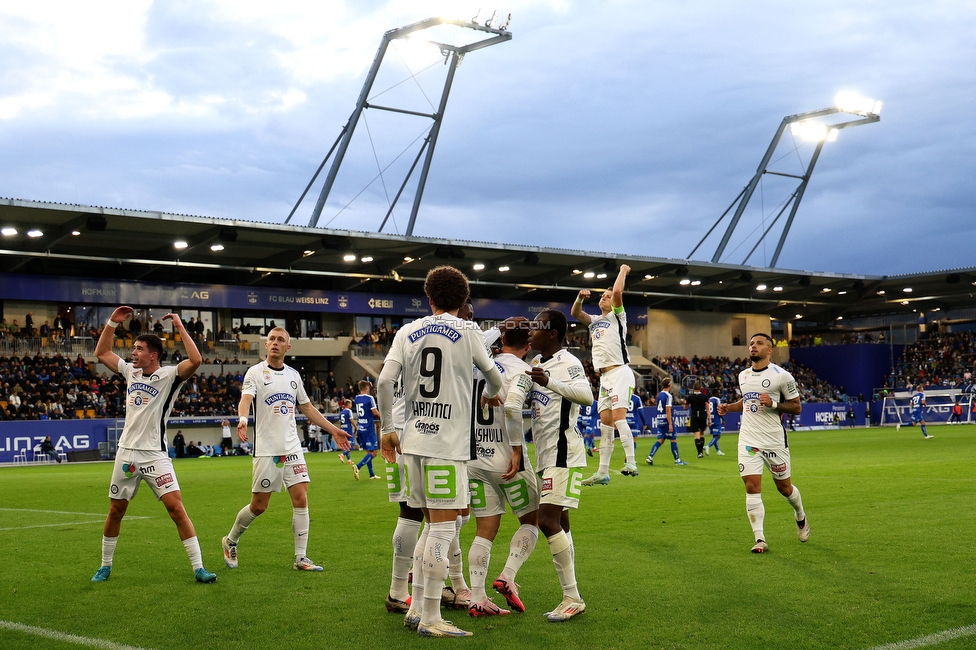 Blau-Weiss Linz - Sturm Graz
Oesterreichische Fussball Bundesliga, 8. Runde, FC Blau-Weiss Linz - SK Sturm Graz, Donauparkstadion Linz, 28.09.2024. 

Foto zeigt Otar Kiteishvili (Sturm)
Schlüsselwörter: elfmeter torjubel