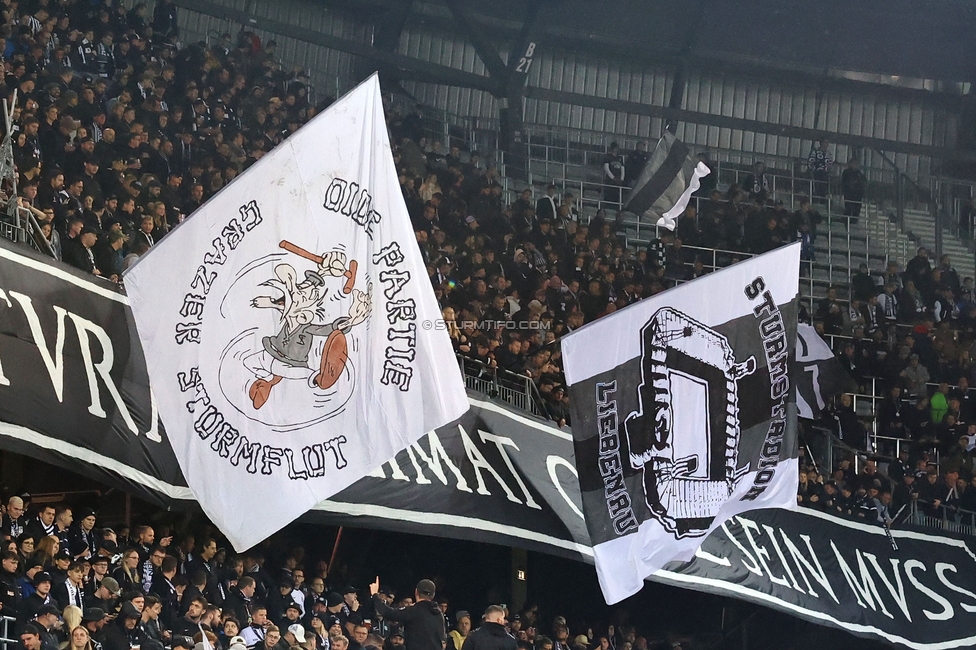 Sturm Graz - Club Brugge
UEFA Champions League Ligaphase 2. Spieltag, SK Sturm Graz - Club Brugge, Woerthersee Stadion Klagenfurt, 02.10.2024. 

Foto zeigt Fans von Sturm
