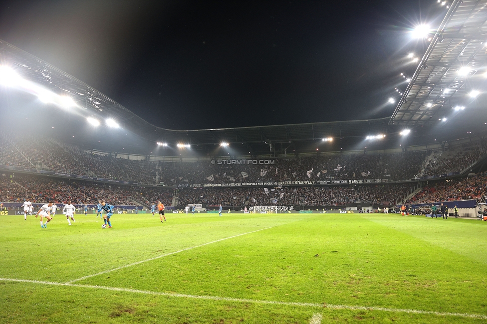 Sturm Graz - Club Brugge
UEFA Champions League Ligaphase 2. Spieltag, SK Sturm Graz - Club Brugge, Woerthersee Stadion Klagenfurt, 02.10.2024. 

Foto zeigt Fans von Sturm
