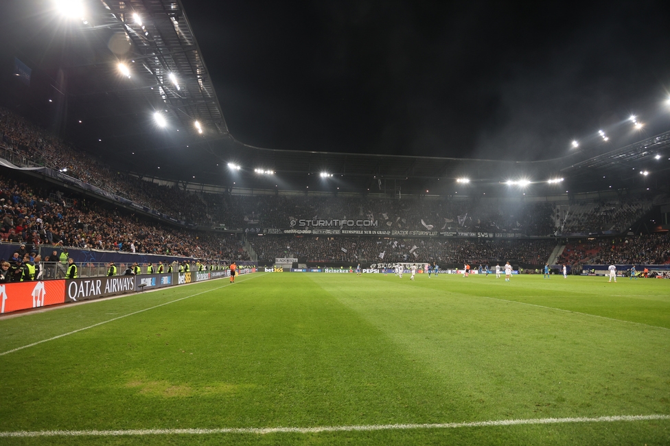 Sturm Graz - Club Brugge
UEFA Champions League Ligaphase 2. Spieltag, SK Sturm Graz - Club Brugge, Woerthersee Stadion Klagenfurt, 02.10.2024. 

Foto zeigt Fans von Sturm
