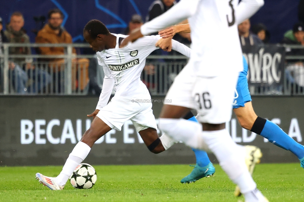 Sturm Graz - Club Brugge
UEFA Champions League Ligaphase 2. Spieltag, SK Sturm Graz - Club Brugge, Woerthersee Stadion Klagenfurt, 02.10.2024. 

Foto zeigt Malick Junior Yalcouye (Sturm)
