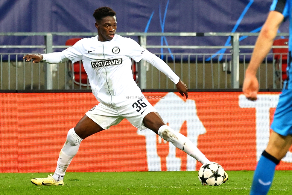 Sturm Graz - Club Brugge
UEFA Champions League Ligaphase 2. Spieltag, SK Sturm Graz - Club Brugge, Woerthersee Stadion Klagenfurt, 02.10.2024. 

Foto zeigt Tochi Phil Chukwuani (Sturm)
