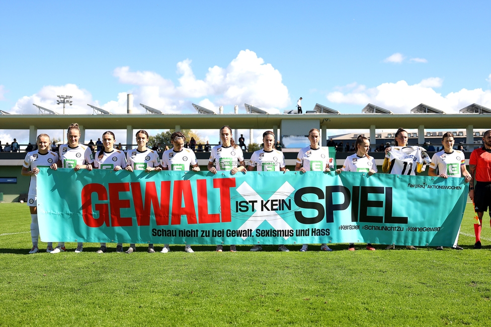 Sturm Damen - Altach
OEFB Frauen Bundesliga, 6. Runde, SK Sturm Graz Damen - SCR Altach, MURAUER Bier Arena - StFV Graz, 06.10.2024. 

Foto zeigt die Mannschaft der Sturm Damen
