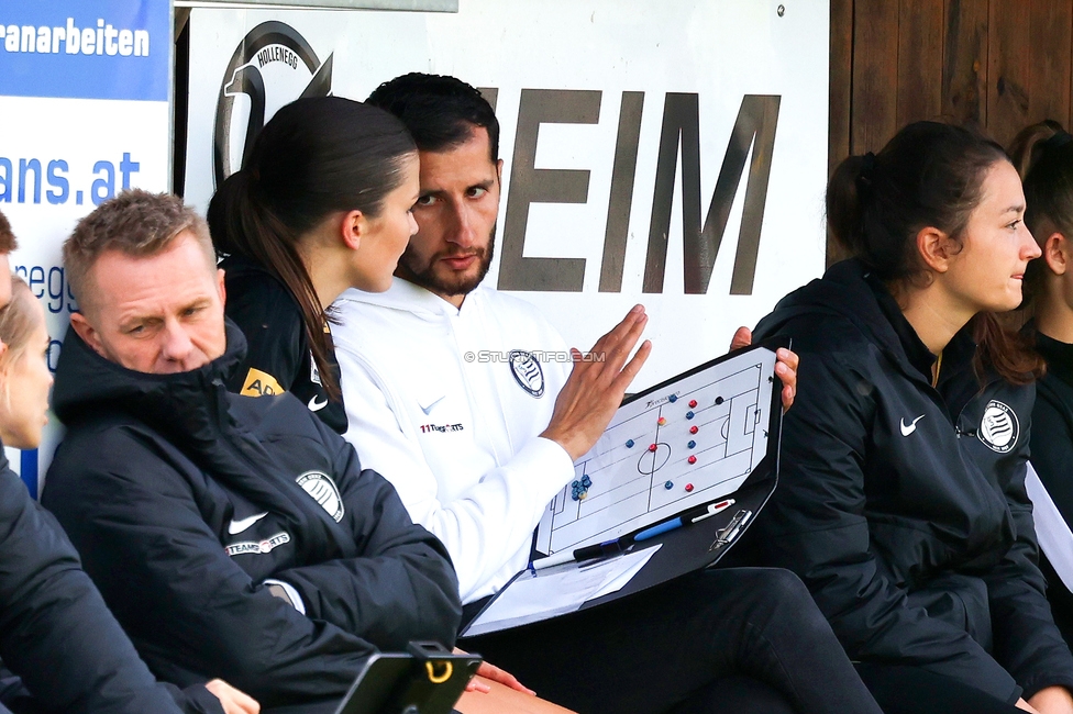 Sturm Damen - LASK
OEFB Frauen Bundesliga, 7. Runde, SK Sturm Graz Damen - LASK Damen, Anton Koch Stadion Hollenegg, 12.10.2024. 

Foto zeigt Marie Spiess (Sturm Damen) und Sargon Duran (Cheftrainer Sturm Damen)
