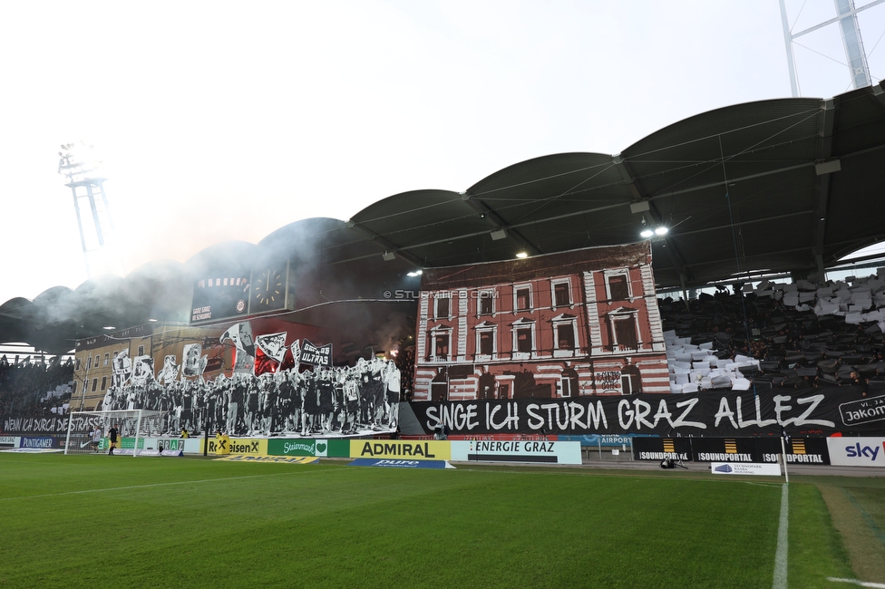 Sturm Graz - GAK
Oesterreichische Fussball Bundesliga, 10. Runde, SK Sturm Graz - Grazer AK, Stadion Liebenau Graz, 19.10.2024. 

Foto zeigt Fans von Sturm mit einer Choreografie
