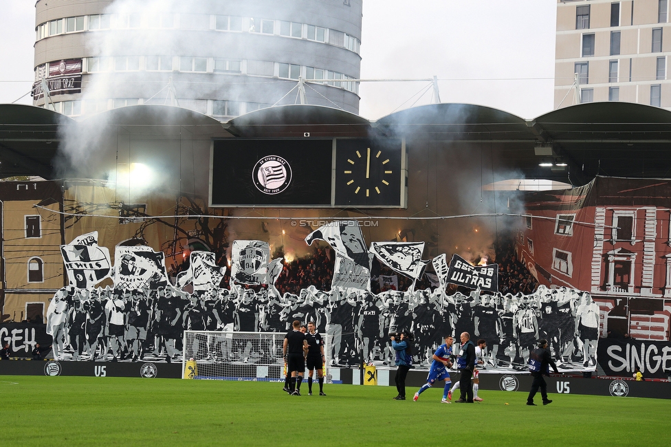 Sturm Graz - GAK
Oesterreichische Fussball Bundesliga, 10. Runde, SK Sturm Graz - Grazer AK, Stadion Liebenau Graz, 19.10.2024. 

Foto zeigt Fans von Sturm mit einer Choreografie
