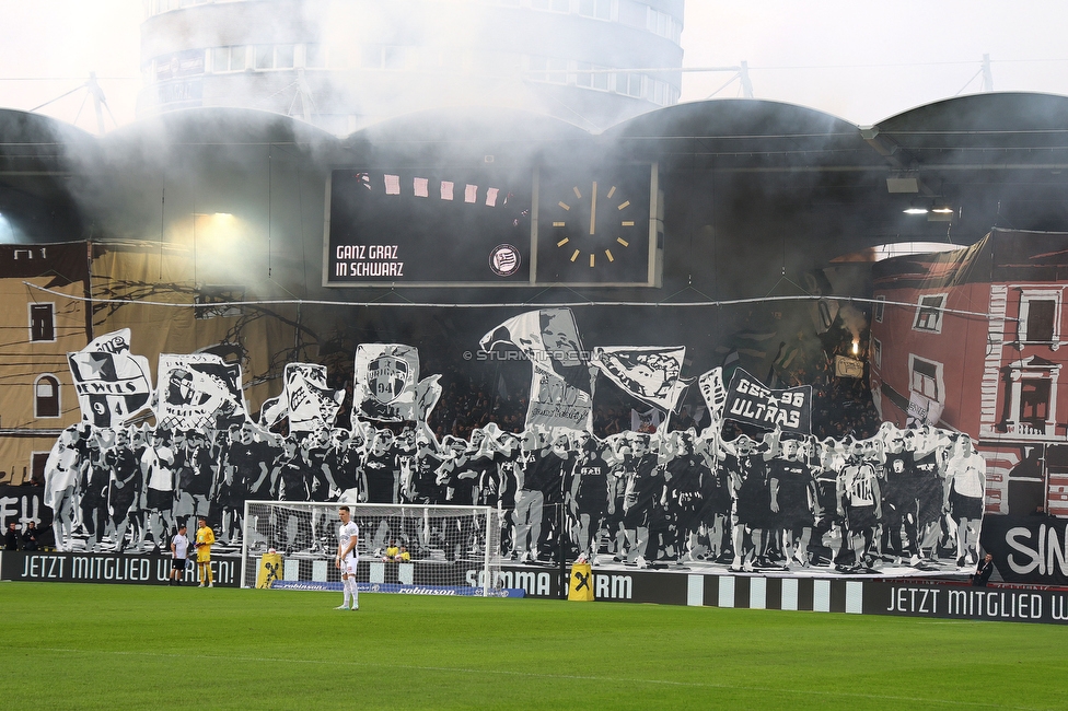 Sturm Graz - GAK
Oesterreichische Fussball Bundesliga, 10. Runde, SK Sturm Graz - Grazer AK, Stadion Liebenau Graz, 19.10.2024. 

Foto zeigt Fans von Sturm mit einer Choreografie
