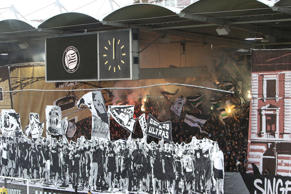 Sturm Graz - GAK
Oesterreichische Fussball Bundesliga, 10. Runde, SK Sturm Graz - Grazer AK, Stadion Liebenau Graz, 19.10.2024. 

Foto zeigt Fans von Sturm mit einer Choreografie
