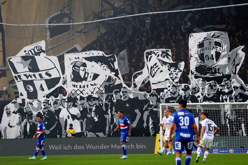 Sturm Graz - GAK
Oesterreichische Fussball Bundesliga, 10. Runde, SK Sturm Graz - Grazer AK, Stadion Liebenau Graz, 19.10.2024. 

Foto zeigt Fans von Sturm mit einer Choreografie
