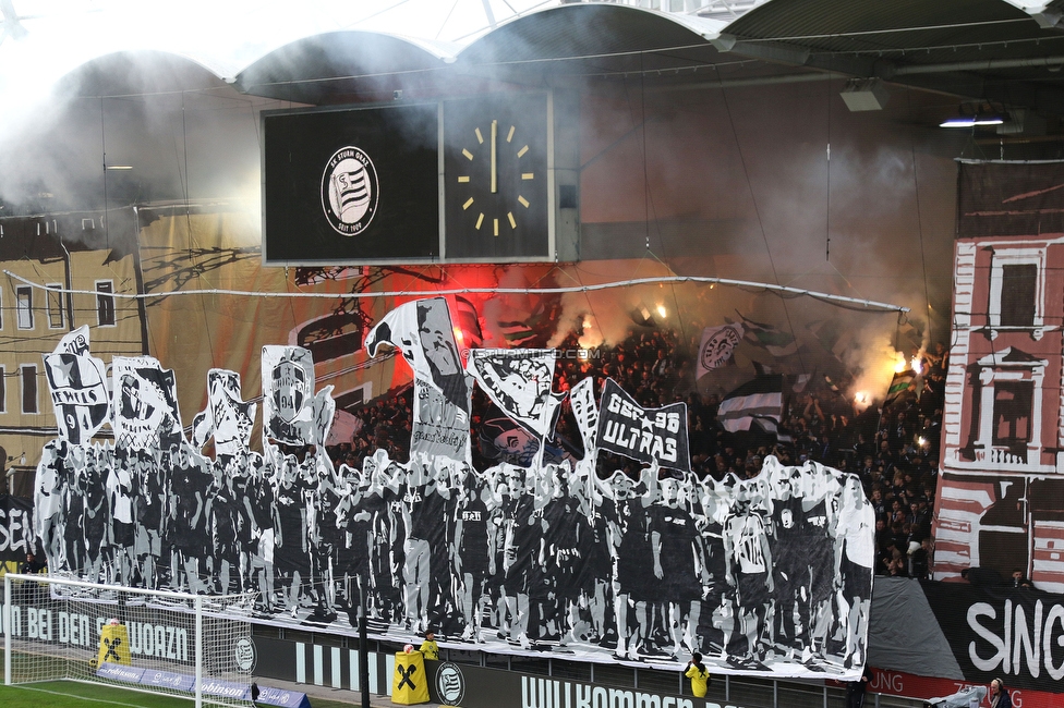 Sturm Graz - GAK
Oesterreichische Fussball Bundesliga, 10. Runde, SK Sturm Graz - Grazer AK, Stadion Liebenau Graz, 19.10.2024. 

Foto zeigt Fans von Sturm mit einer Choreografie
