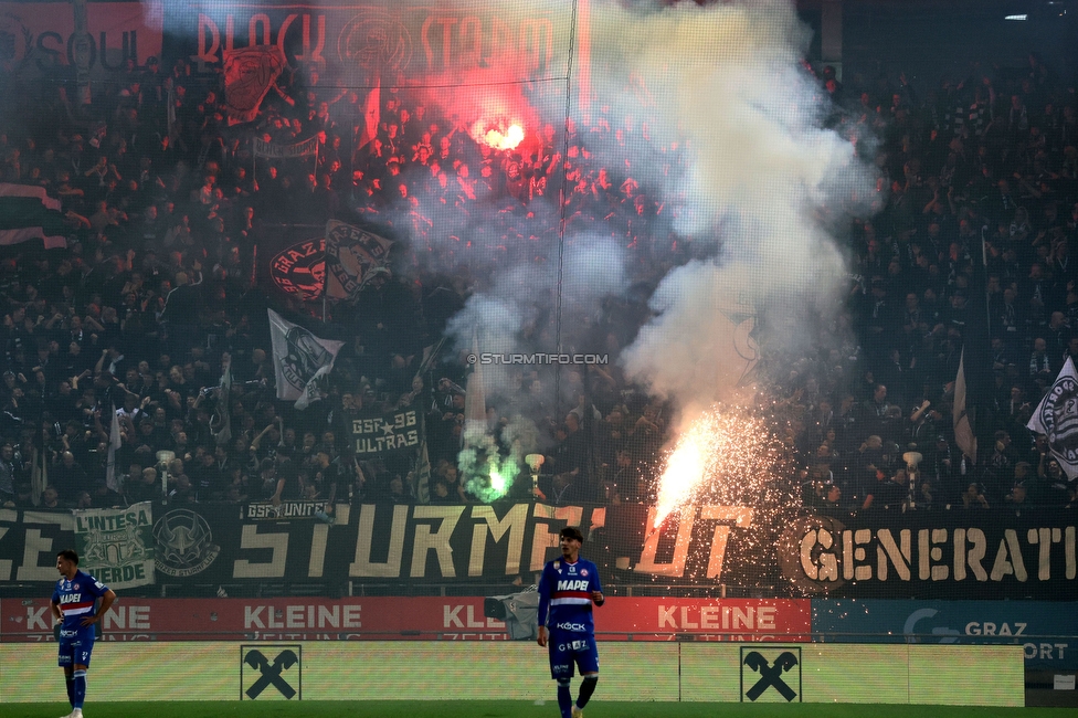 Sturm Graz - GAK
Oesterreichische Fussball Bundesliga, 10. Runde, SK Sturm Graz - Grazer AK, Stadion Liebenau Graz, 19.10.2024. 

Foto zeigt Fans von Sturm
Schlüsselwörter: sturmflut pyrotechnik