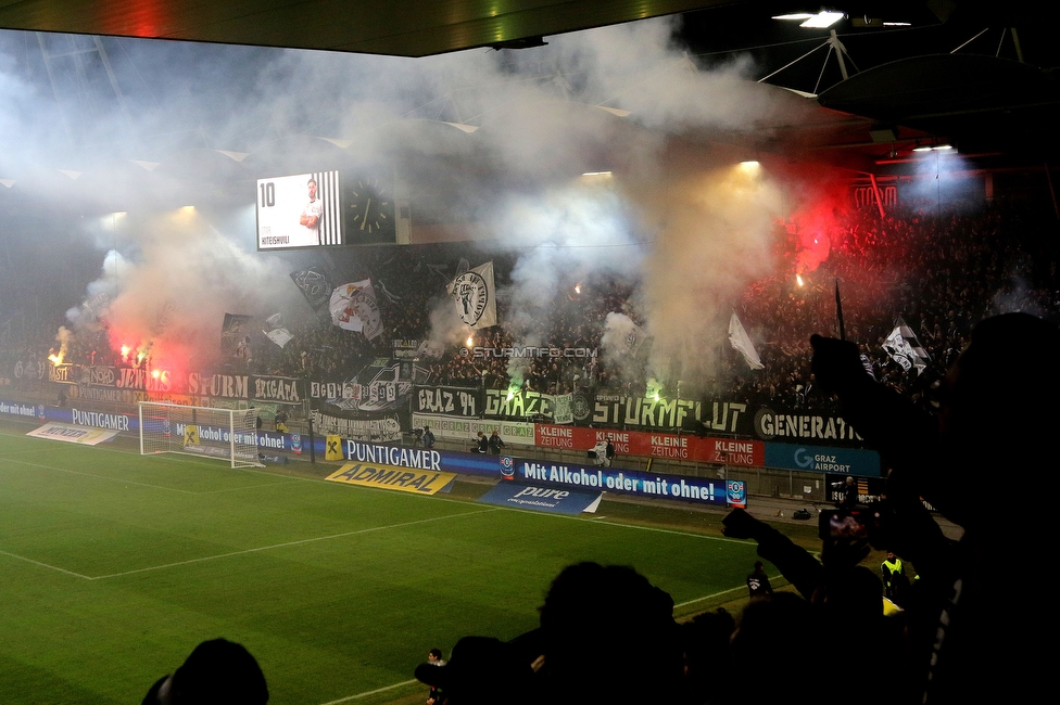 Sturm Graz - GAK
Oesterreichische Fussball Bundesliga, 10. Runde, SK Sturm Graz - Grazer AK, Stadion Liebenau Graz, 19.10.2024. 

Foto zeigt Fans von Sturm
Schlüsselwörter: pyrotechnik