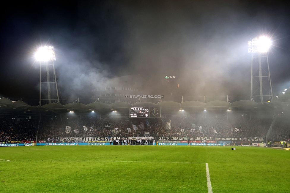 Sturm Graz - GAK
Oesterreichische Fussball Bundesliga, 10. Runde, SK Sturm Graz - Grazer AK, Stadion Liebenau Graz, 19.10.2024. 

Foto zeigt Fans von Sturm und die Mannschaft von Sturm
