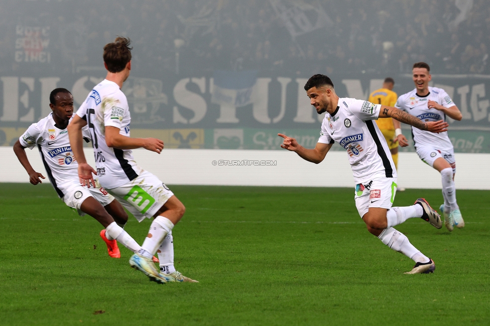 Sturm Graz - GAK
Oesterreichische Fussball Bundesliga, 10. Runde, SK Sturm Graz - Grazer AK, Stadion Liebenau Graz, 19.10.2024. 

Foto zeigt Jusuf Gazibegovic (Sturm)
Schlüsselwörter: torjubel