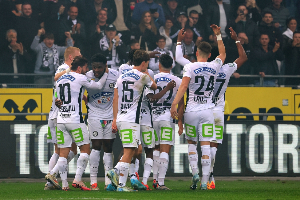 Sturm Graz - GAK
Oesterreichische Fussball Bundesliga, 10. Runde, SK Sturm Graz - Grazer AK, Stadion Liebenau Graz, 19.10.2024. 

Foto zeigt Tochi Phil Chukwuani (Sturm)
Schlüsselwörter: torjubel