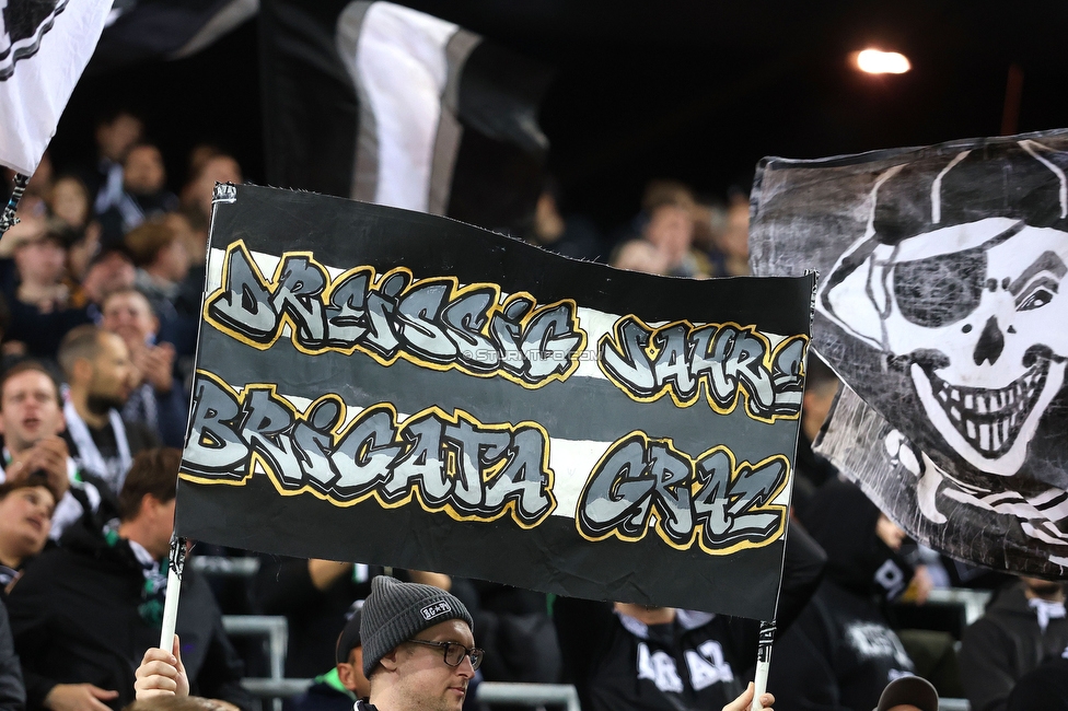 Sturm Graz - Sporting
UEFA Champions League Ligaphase 3. Spieltag, SK Sturm Graz - Sporting Lissabon, Woerthersee Stadion Klagenfurt, 22.10.2024. 

Foto zeigt Fans von Sturm
