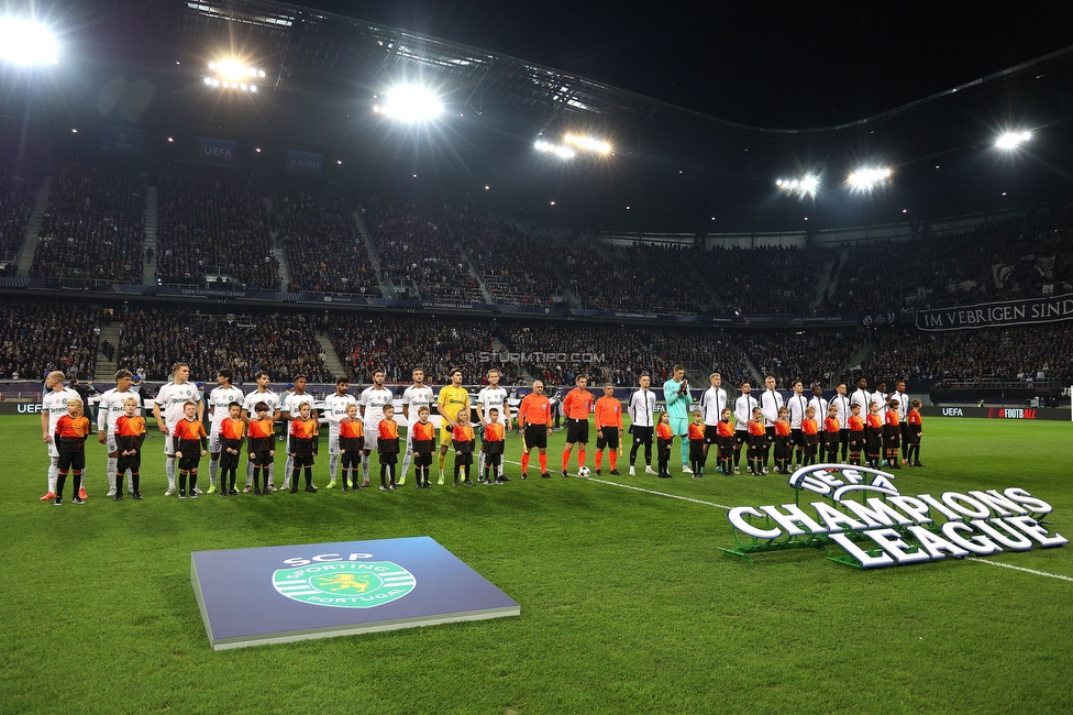 Sturm Graz - Sporting Lissabon
UEFA Champions League Ligaphase 3 Spieltag, SK Sturm Graz - Sporting Lissabon, Woerthersee Stadion Klagenfurt, 22.10.2024. 

Foto zeigt die Mannschaft von Sturm
