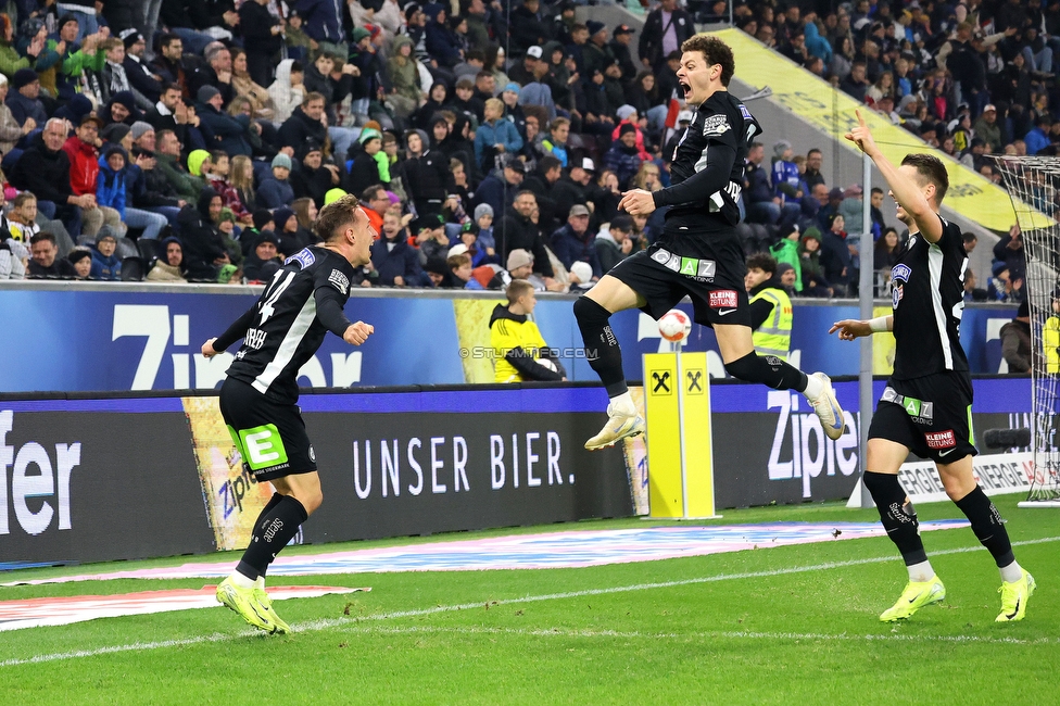 LASK - Sturm Graz
Oesterreichische Fussball Bundesliga, 1. Runde, LASK - SK Sturm Graz, Arena Linz, 27.10.2024. 

Foto zeigt Lovro Zvonarek (Sturm)
Schlüsselwörter: torjubel