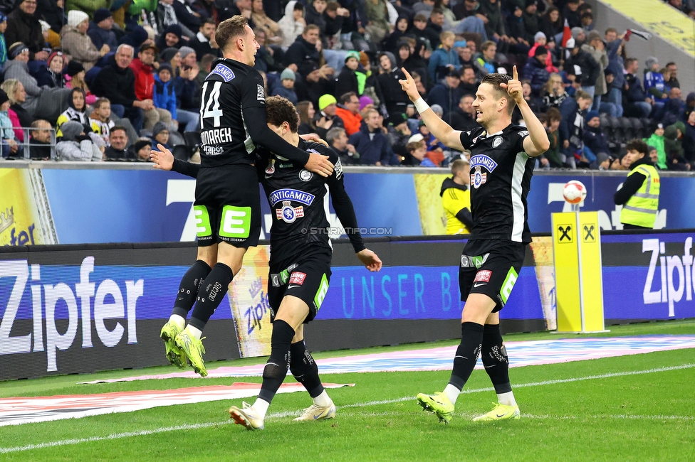 LASK - Sturm Graz
Oesterreichische Fussball Bundesliga, 1. Runde, LASK - SK Sturm Graz, Arena Linz, 27.10.2024. 

Foto zeigt Lovro Zvonarek (Sturm)
Schlüsselwörter: torjubel