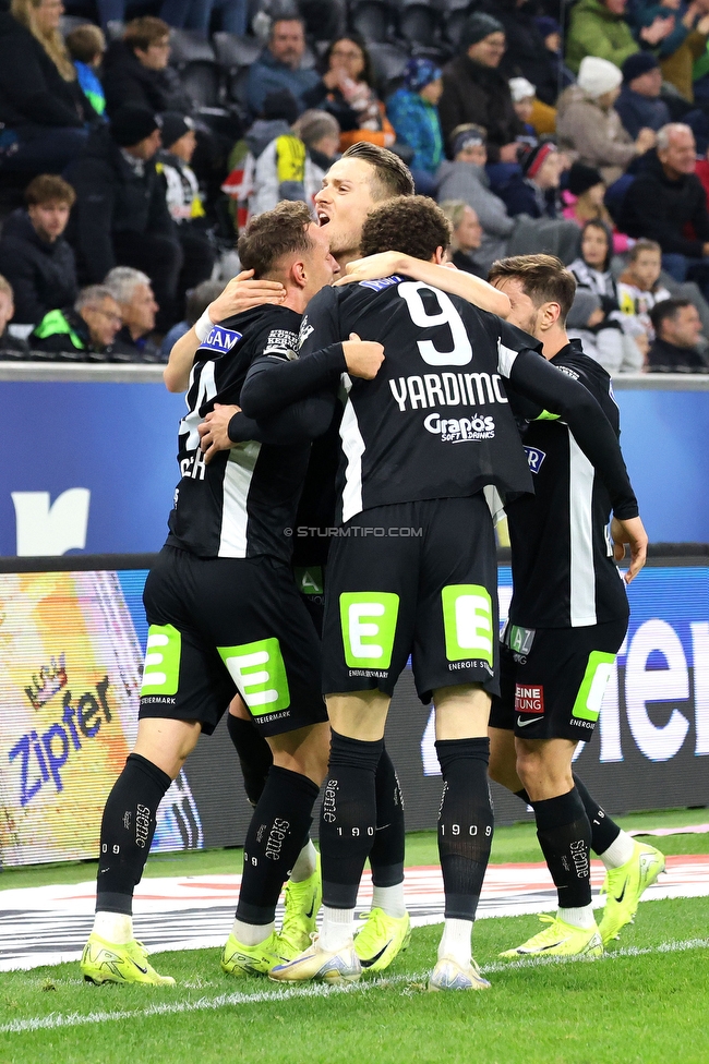 LASK - Sturm Graz
Oesterreichische Fussball Bundesliga, 1. Runde, LASK - SK Sturm Graz, Arena Linz, 27.10.2024. 

Foto zeigt Lovro Zvonarek (Sturm)
Schlüsselwörter: torjubel