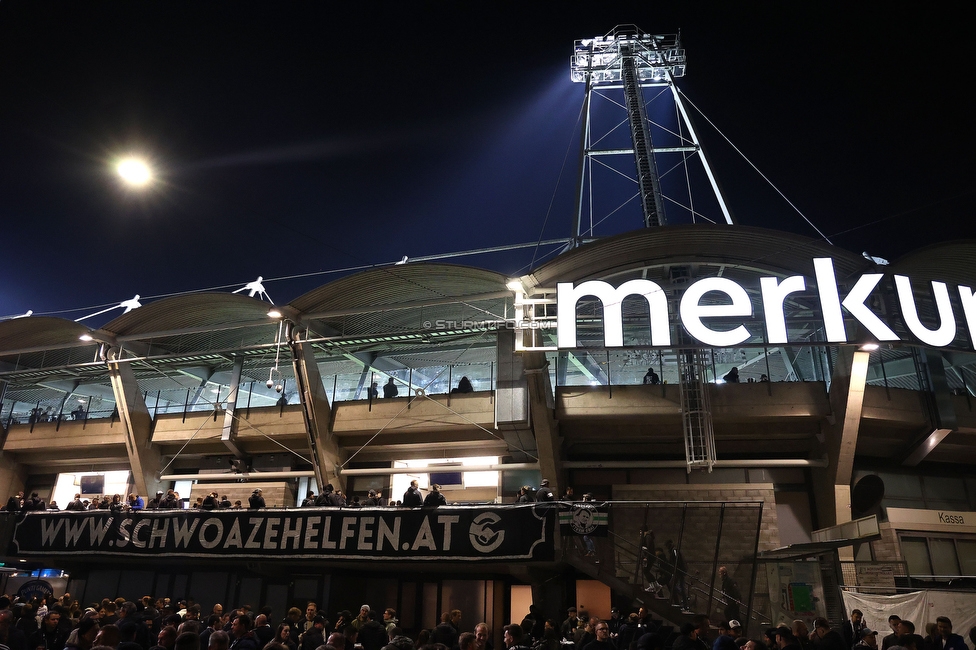 Sturm Graz - Blau-Weiss Linz
OEFB Cup, 3. Runde, SK Sturm Graz - Blau-Weiss Linz, Stadion Liebenau Graz, 30.10.2024. 

Foto zeigt die Spendenaktion Schwoaze Helfen
