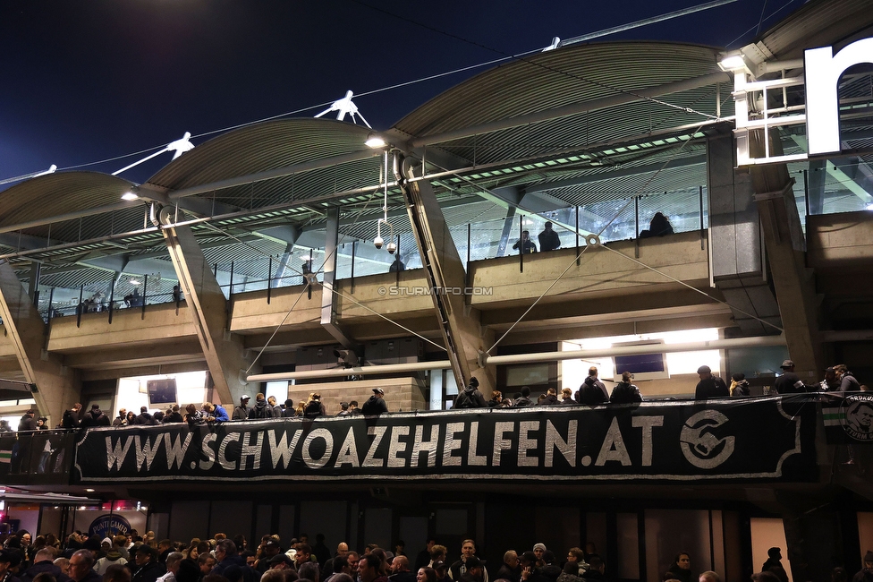 Sturm Graz - Blau-Weiss Linz
OEFB Cup, 3. Runde, SK Sturm Graz - Blau-Weiss Linz, Stadion Liebenau Graz, 30.10.2024. 

Foto zeigt die Spendenaktion Schwoaze Helfen
