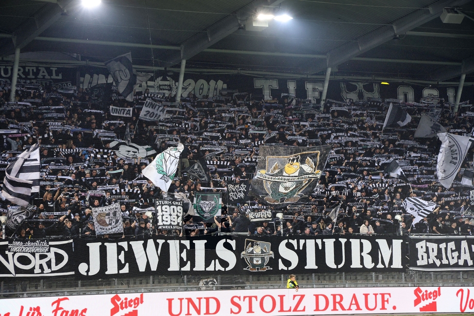 Sturm Graz - Blau-Weiss Linz
OEFB Cup, 3. Runde, SK Sturm Graz - Blau-Weiss Linz, Stadion Liebenau Graz, 30.10.2024. 

Foto zeigt Fans von Sturm
Schlüsselwörter: schals jewels