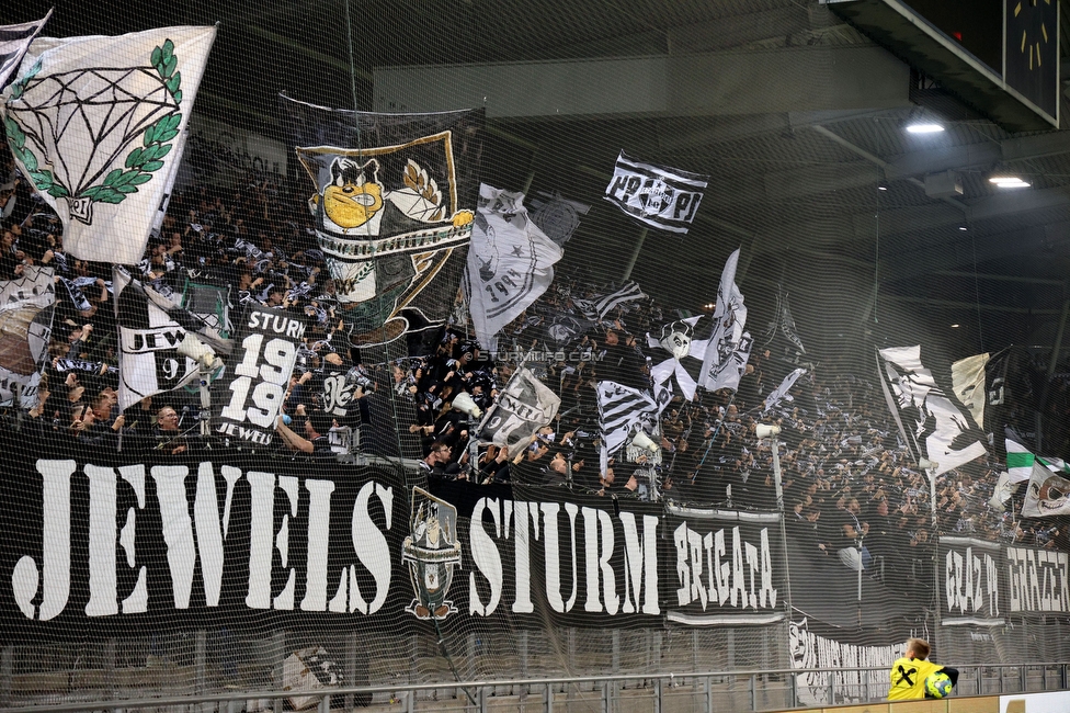 Sturm Graz - Blau-Weiss Linz
OEFB Cup, 3. Runde, SK Sturm Graz - Blau-Weiss Linz, Stadion Liebenau Graz, 30.10.2024. 

Foto zeigt Fans von Sturm
Schlüsselwörter: schals jewels