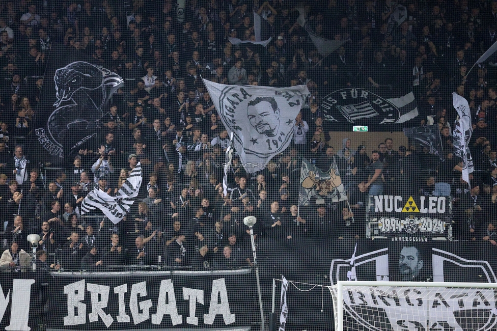 Sturm Graz - Blau-Weiss Linz
OEFB Cup, 3. Runde, SK Sturm Graz - Blau-Weiss Linz, Stadion Liebenau Graz, 30.10.2024. 

Foto zeigt Fans von Sturm
Schlüsselwörter: brigata