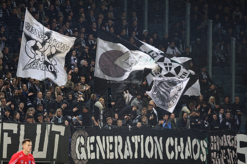 Sturm Graz - Blau-Weiss Linz
OEFB Cup, 3. Runde, SK Sturm Graz - Blau-Weiss Linz, Stadion Liebenau Graz, 30.10.2024. 

Foto zeigt Fans von Sturm
Schlüsselwörter: generationchaos