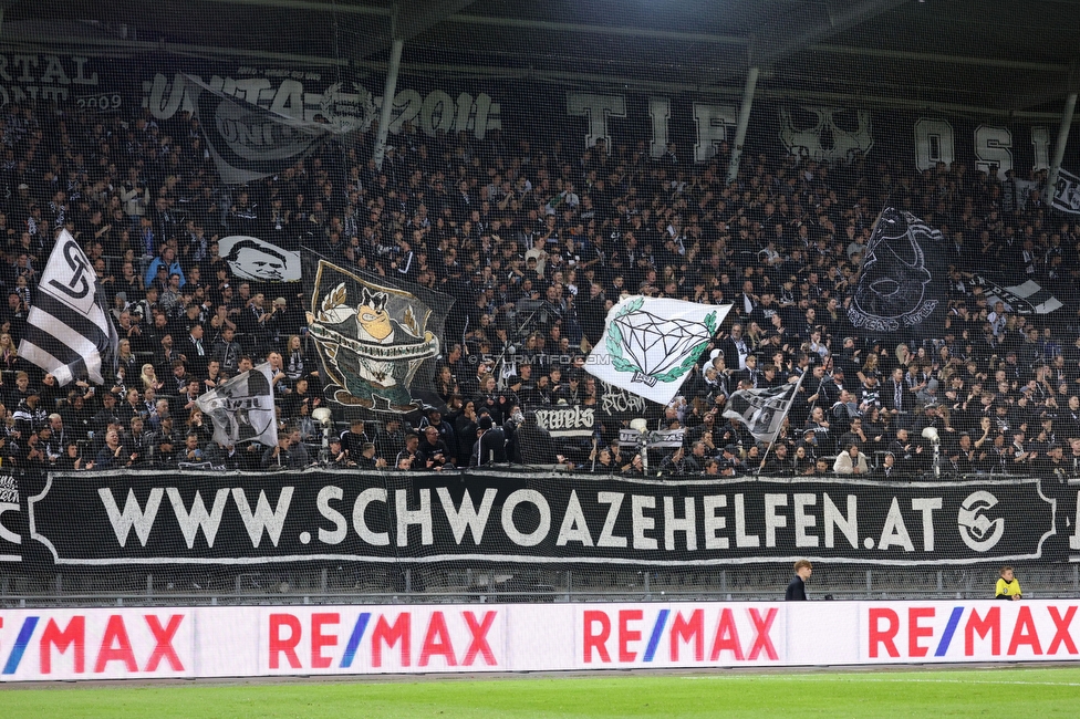 Sturm Graz - Blau-Weiss Linz
OEFB Cup, 3. Runde, SK Sturm Graz - Blau-Weiss Linz, Stadion Liebenau Graz, 30.10.2024. 

Foto zeigt Fans von Sturm
Schlüsselwörter: schwoazehelfen