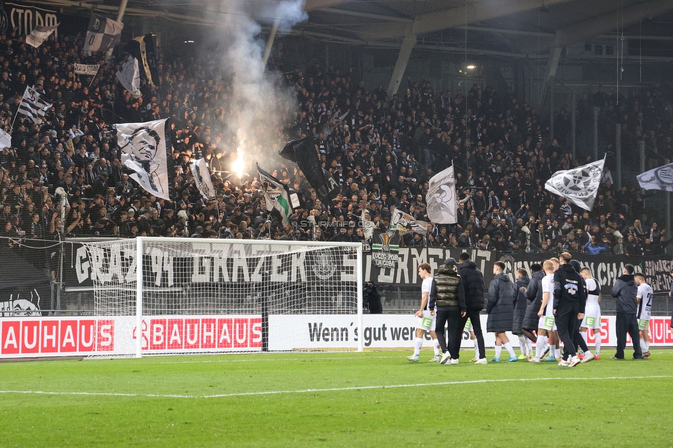 Sturm Graz - Blau-Weiss Linz
OEFB Cup, 3. Runde, SK Sturm Graz - Blau-Weiss Linz, Stadion Liebenau Graz, 30.10.2024. 

Foto zeigt Fans von Sturm
Schlüsselwörter: pyrotechnik