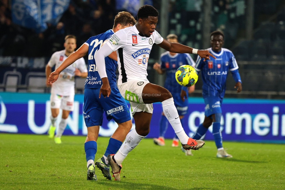 Sturm Graz - Blau-Weiss Linz
OEFB Cup, 3. Runde, SK Sturm Graz - Blau-Weiss Linz, Stadion Liebenau Graz, 30.10.2024. 

Foto zeigt Tochi Phil Chukwuani (Sturm)
