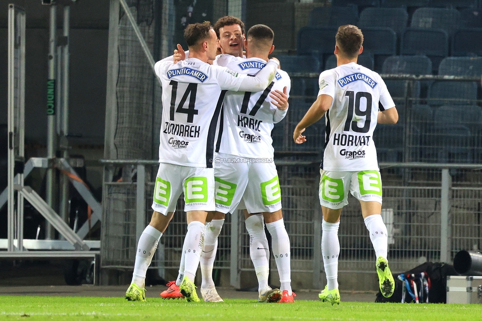 Sturm Graz - Blau-Weiss Linz
OEFB Cup, 3. Runde, SK Sturm Graz - Blau-Weiss Linz, Stadion Liebenau Graz, 30.10.2024. 

Foto zeigt Erencan Yardimci (Sturm)
Schlüsselwörter: torjubel