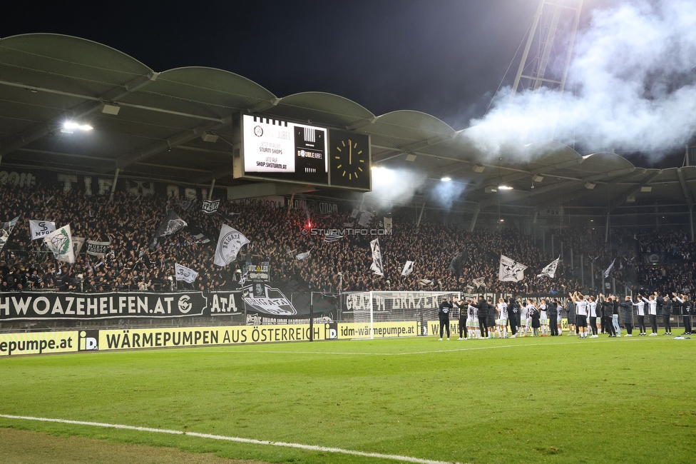 Sturm Graz - Blau-Weiss Linz
OEFB Cup, 3. Runde, SK Sturm Graz - Blau-Weiss Linz, Stadion Liebenau Graz, 30.10.2024. 

Foto zeigt Fans von Sturm
