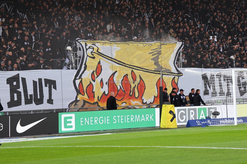 Sturm Graz - Rapid Wien
Oesterreichische Fussball Bundesliga, 12. Runde, SK Sturm Graz - SK Rapid Wien, Stadion Liebenau Graz, 02.11.2024. 

Foto zeigt Fans von Sturm mit einer Choreografie
Schlüsselwörter: brigata